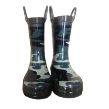 Cheap Camo Printed Kids' Rubber Rain Boots with Handle